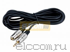 Шнур 3.5 Stereo Plug - 3.5 Stereo Jack 1.5М (GOLD) - металл REXANT