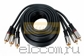 Шнур 3RCA Plug - 3RCA Plug 3М (GOLD) - металл REXANT