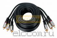 Шнур 3RCA Plug - 3RCA Plug 3М (GOLD) - металл REXANT