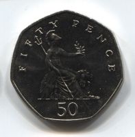 50 пенсов 1984 года Великобритания BU