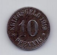 10 пфеннигов 1919 года AUNC Кассель Гессен Германия