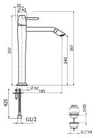 Смеситель для раковины Webert Opera Moderna OE830402560 схема 2