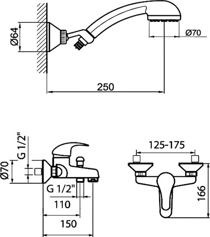 Смеситель для ванны и душа Webert Sax SX850101015 схема 2