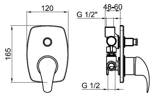 Смеситель для ванны и душа Webert Sax SX860101015 схема 2