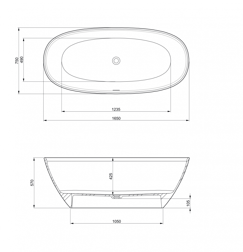 Керамическая ванна Roca Ariana 165x75 248470000 схема 2