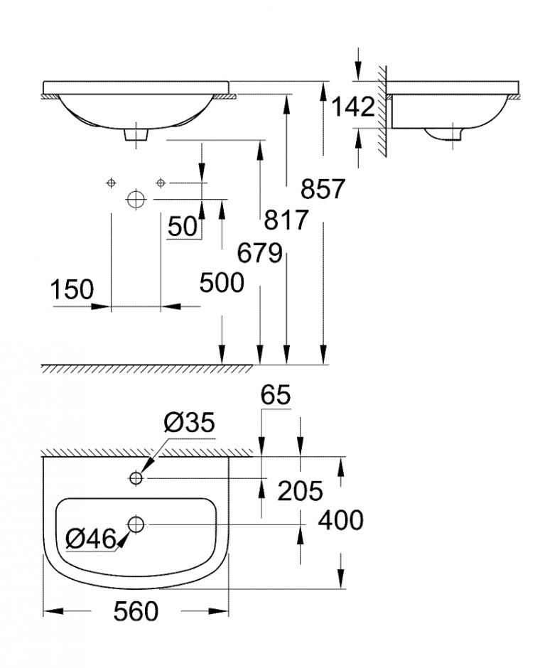 Раковина Grohe Bau Ceramic 39422000 56x40 ФОТО