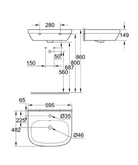 Раковина Grohe Euro Ceramic 39335000 60x48,2 схема 13