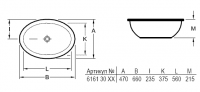 Раковина Villeroy&Boch Loop&Friends 6161 30R1 60x47 схема 5