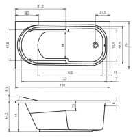 Riho ванна Columbia 150 х 75 см BA02 схема 5