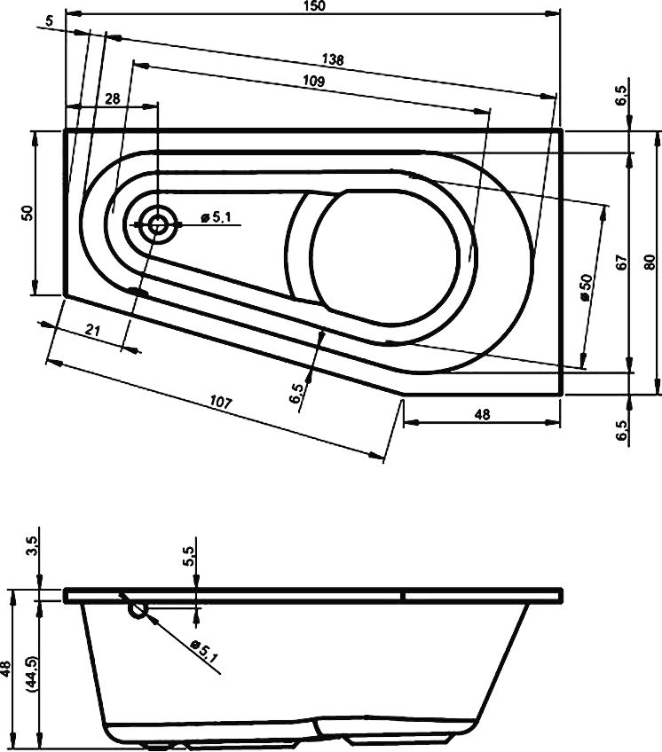 Riho ванна Delta 150 х 80 см BB81 схема 11