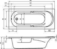 Акриловая ванна Riho Future 180 х 80 см BC31 схема 3