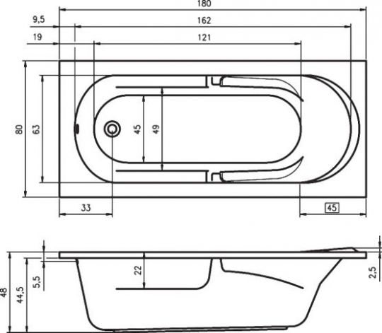 Акриловая ванна Riho Future 180 х 80 см BC31 ФОТО