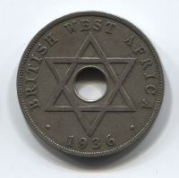 1 пенни 1936 года Западная Африка (без отметки монетного двора)