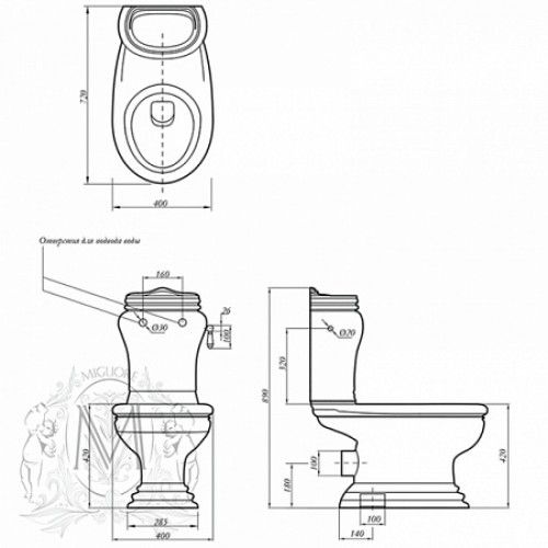 Migliore Milady керамический бачок для унитаза ML.MLD-25.708.BI схема 3