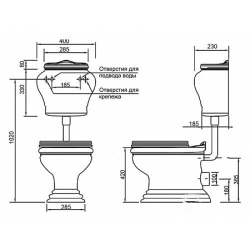 Migliore Milady керамический бачок для унитаза ML.MLD-25.738.BI ФОТО