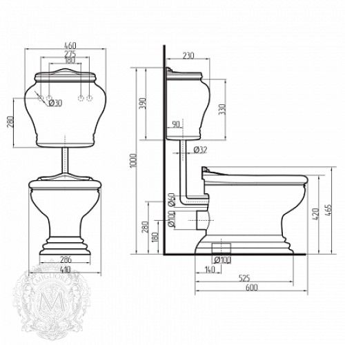 Migliore Milady керамический бачок для унитаза ML.MLD-25.738.D3.BR ФОТО