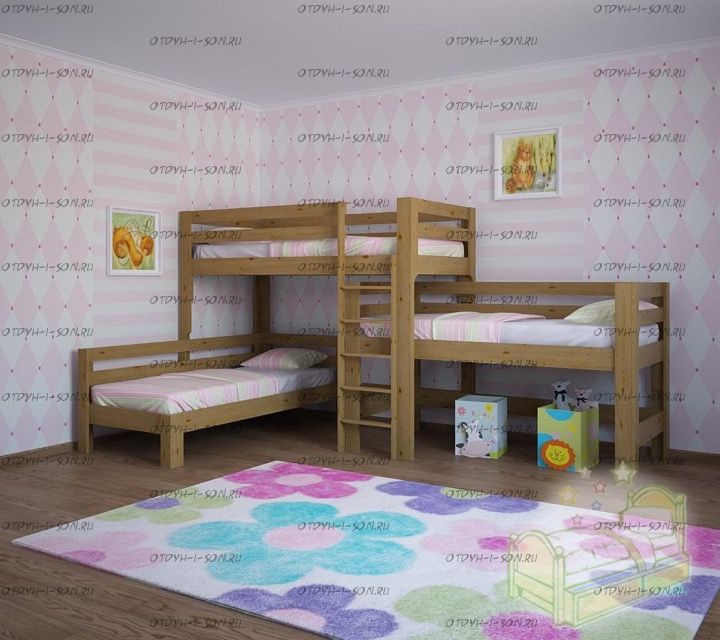 Кровать трехъярусная Trio №22IR Массив