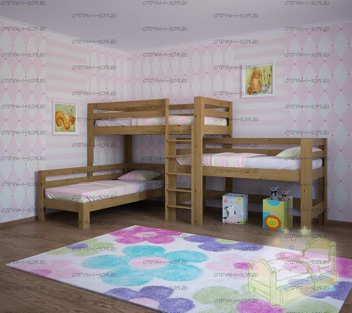 Кровать трехъярусная Trio №22IR Массив