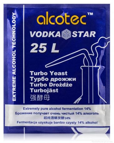 Спиртовые Турбо Дрожжи Alcotec Vodka Star, 66 гр.