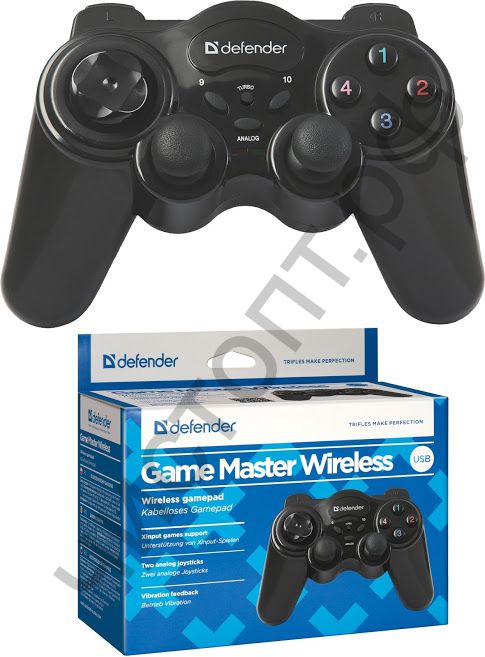 Геймпад DEFENDER Game Master Wireless беспроводной USB, радио, 12 кнопок, 2 стика