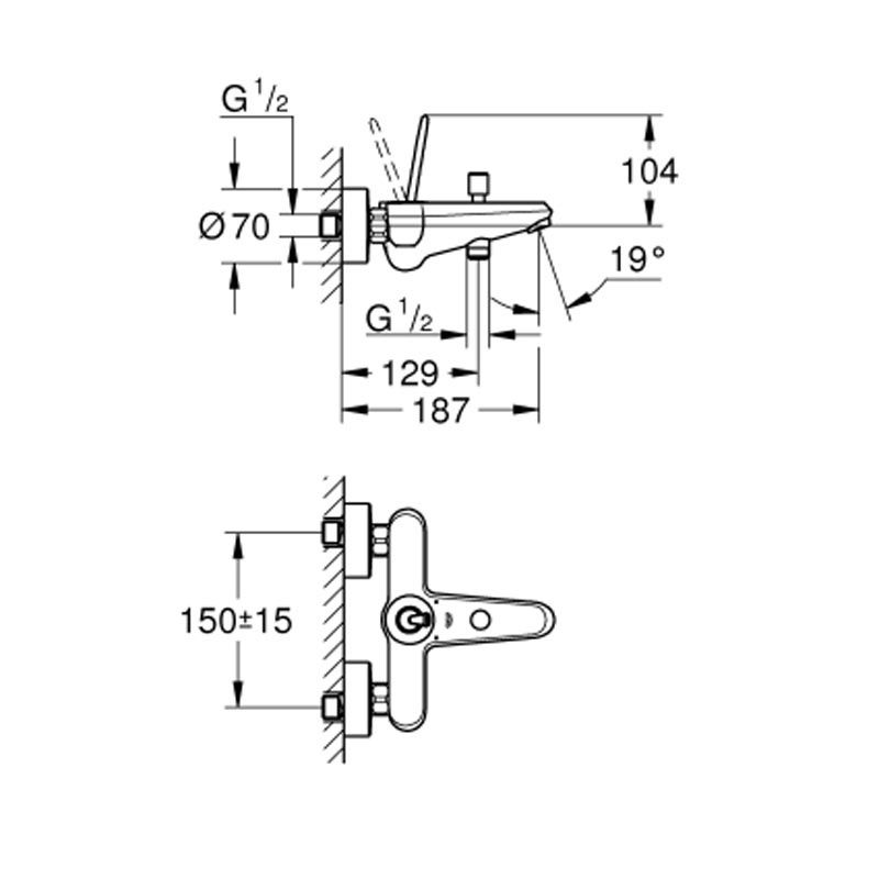 Смеситель Grohe Eurodisc Joystick для ванны и душа 23431LS0 схема 2