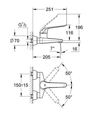 Смеситель Grohe Euroeco Speсial для раковины 32778000 схема 3