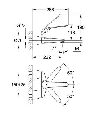 Смеситель Grohe Euroeco Speсial для раковины 32779000 схема 2