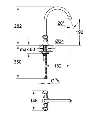 Смеситель Grohe Costa L для кухни 31831001 схема 2