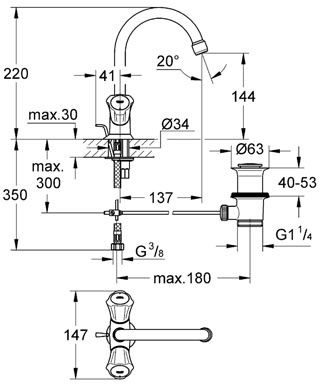 Смеситель Grohe Costa L для раковины 21375001 схема 2