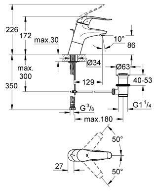 Смеситель Grohe Euroeco Speсial для раковины 32766000 схема 2