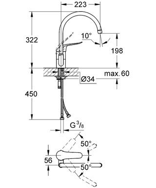 Смеситель Grohe Euroeco Speсial для кухни 32786000 схема 2