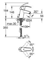 Смеситель Grohe Eurosmart для раковины 33188002 схема 2