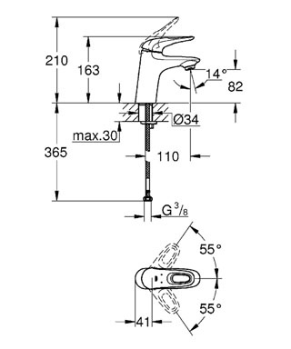 Смеситель Grohe Eurostyle для раковины 32468003 ФОТО