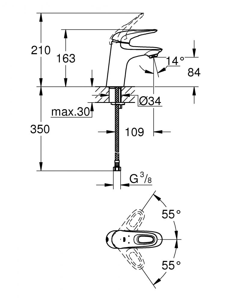 Смеситель Grohe Eurostyle 2015 для раковины 23567003 схема 3