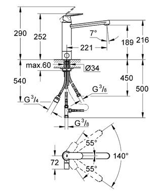 Смеситель для кухни Grohe Eurosmart Cosmopolitan 30195000 схема 2