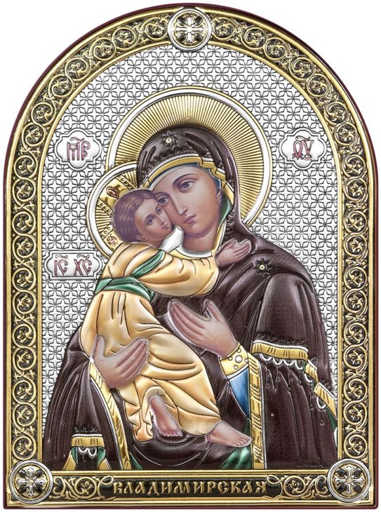 Серебряная Владимирская икона Божией Матери (Италия)