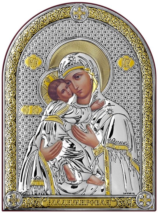 Серебряная Владимирская икона Божией Матери (Италия)