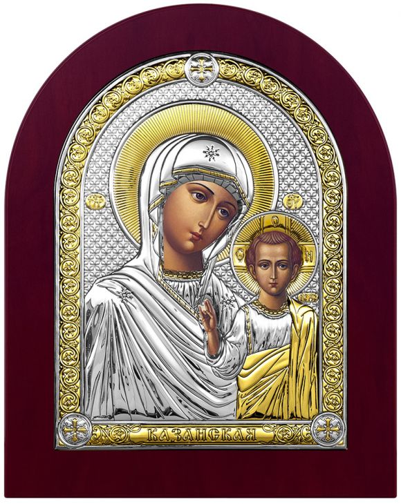 Серебряная икона Казанская Божия Матерь (Италия)
