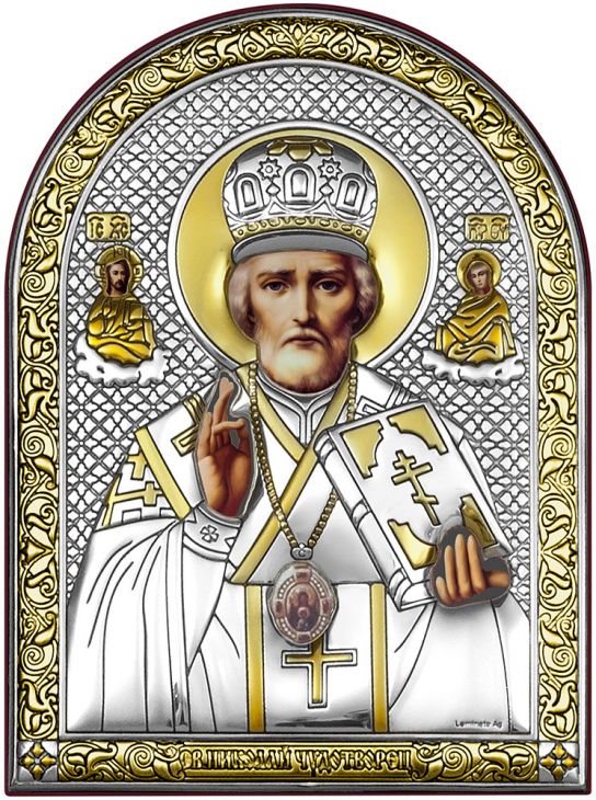 Серебряная икона Николай Угодник (Италия)