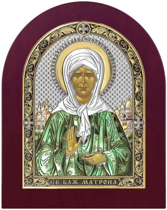 Серебряная икона Святая Матрона Московская (Италия) Серебряная икона Святая Матрона Московская (Италия)