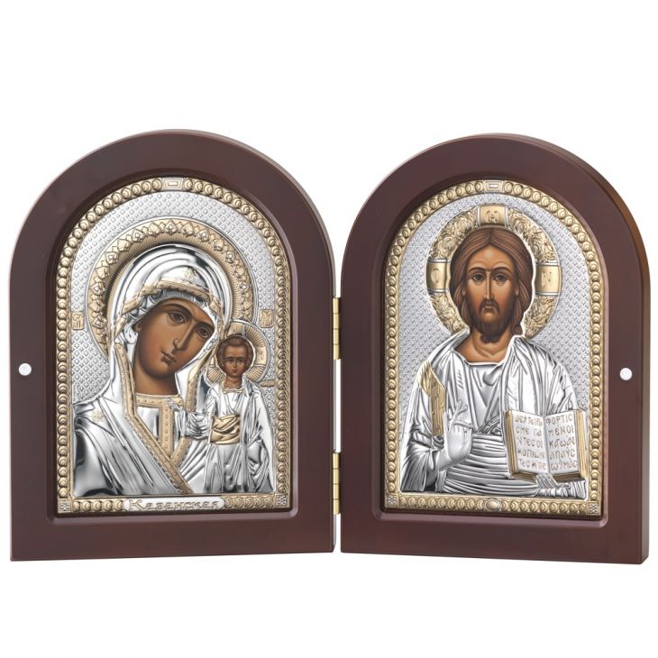 Складень Казанская Икона и Спаситель (Италия, 15х20 см)