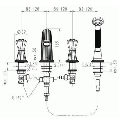 Смеситель Jado Perlrand Cristal для ванны и душа H3166A4 ФОТО