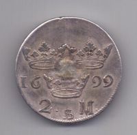 2 марки 1699 года Карл XII Швеция