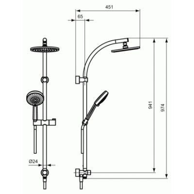 Душевая стойка Jado Neon A4774AA с верхним душем схема 2