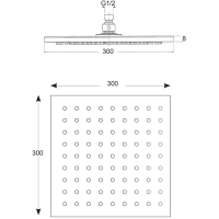 Верхний душ Cisal Shower DS01630021 300х300 мм без держателя схема 2