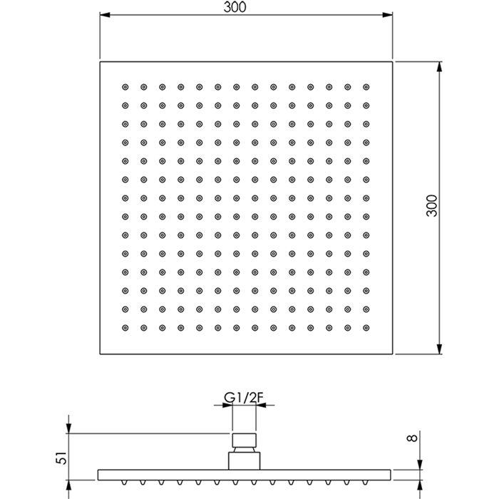 Верхний душ Cisal Shower DS01634021 300х300 мм без держателя ФОТО