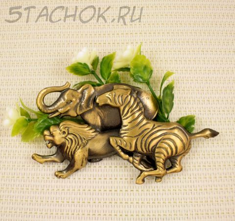 Брошь "Животные Саванны" цвет бронзы (США)