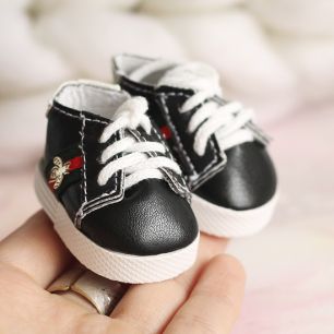 Обувь для кукол 5 см - кроссовки черные с логотипом Gucci