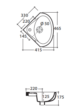 Раковина Globo Grace VA020 41.5 x 46.5 схема 1