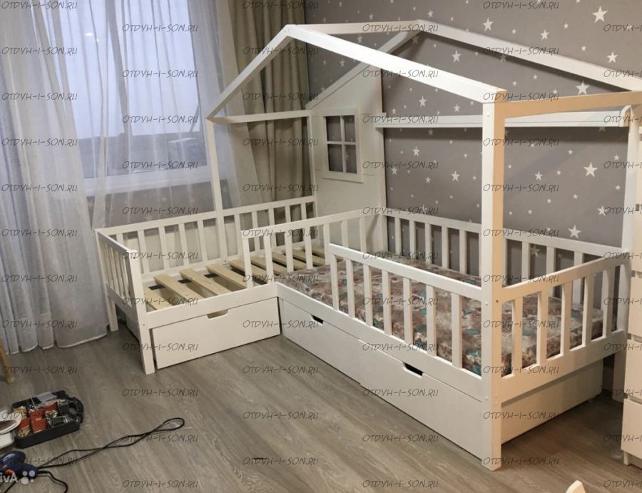 Кровать Домик Угловой Fairy Land №18 (Для Двоих Детей) любые размеры